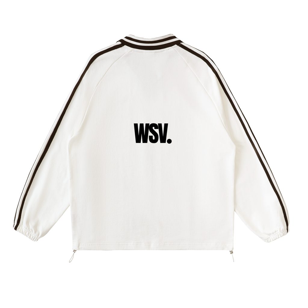 Contrast Striped Lapel Collar Sweatshirt