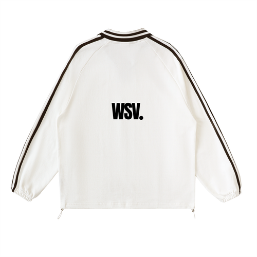 Contrast Striped Lapel Collar Sweatshirt