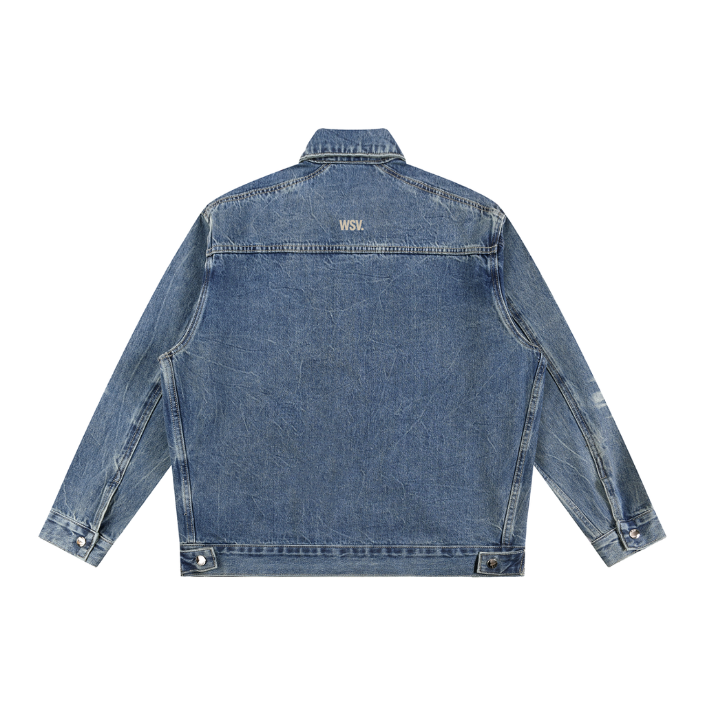 Vintage Wash Zip Up Denim Jacket