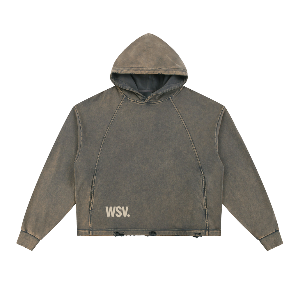 Vintage Washed Frayed-Hem Hoodie