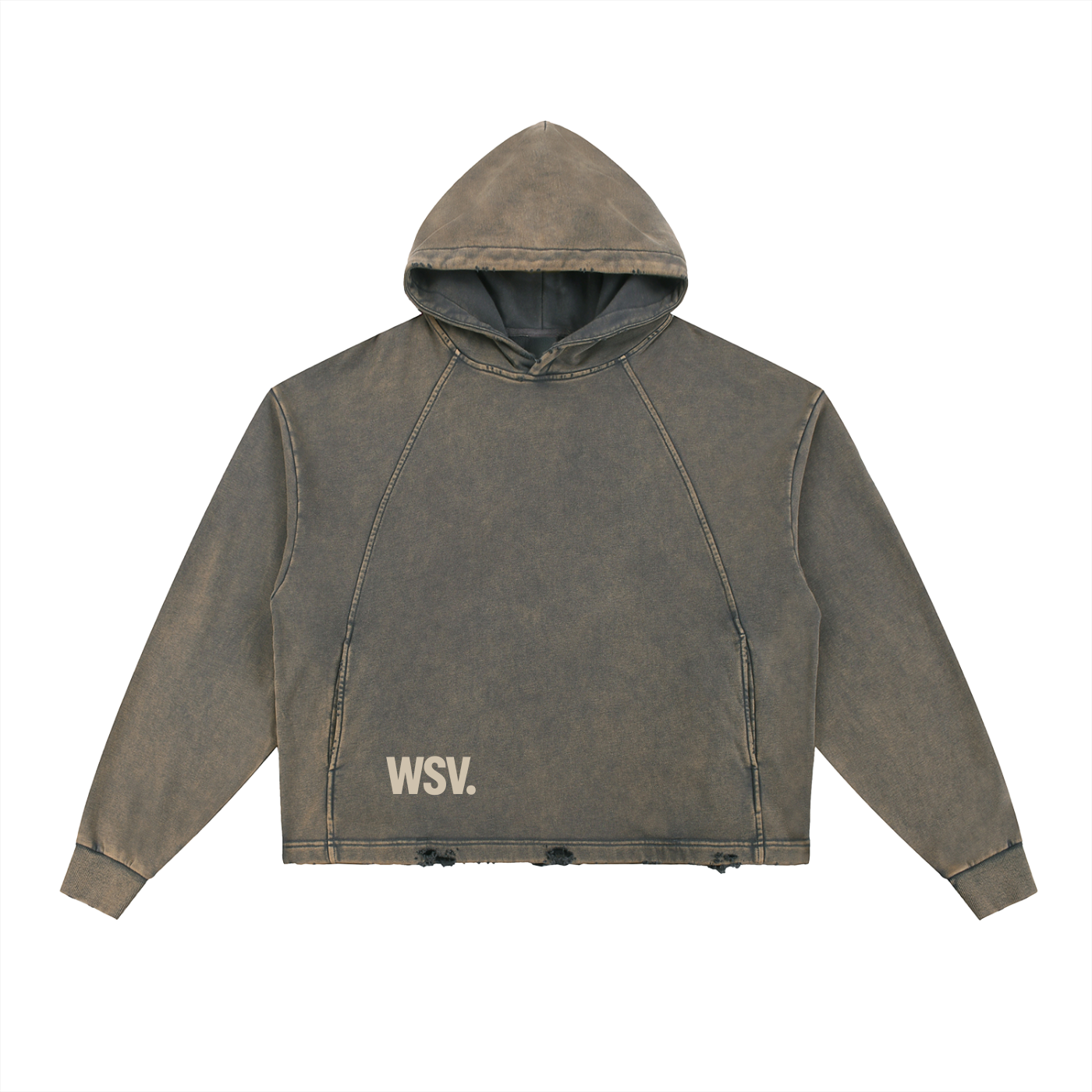 Vintage Washed Frayed-Hem Hoodie