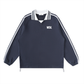 Contrast Striped Lapel Collar Sweatshirt