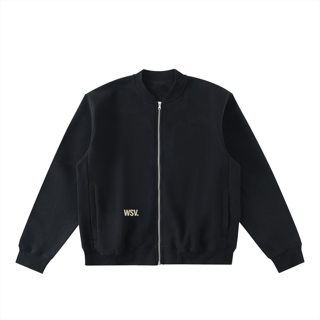 Essential Zip-Up Fleeced Varsity Jacket