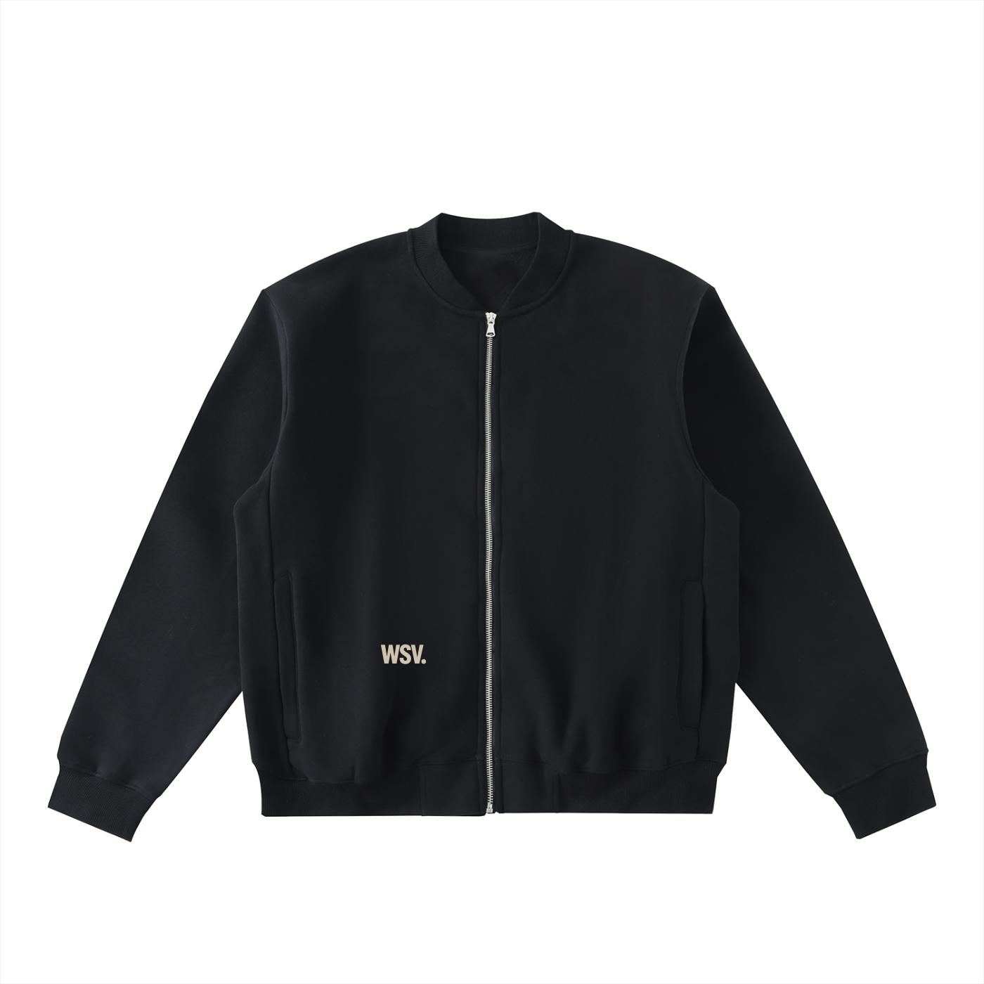 Essential Zip-Up Fleeced Varsity Jacket