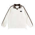 Contrast Striped Lapel Collar Sweatshirt